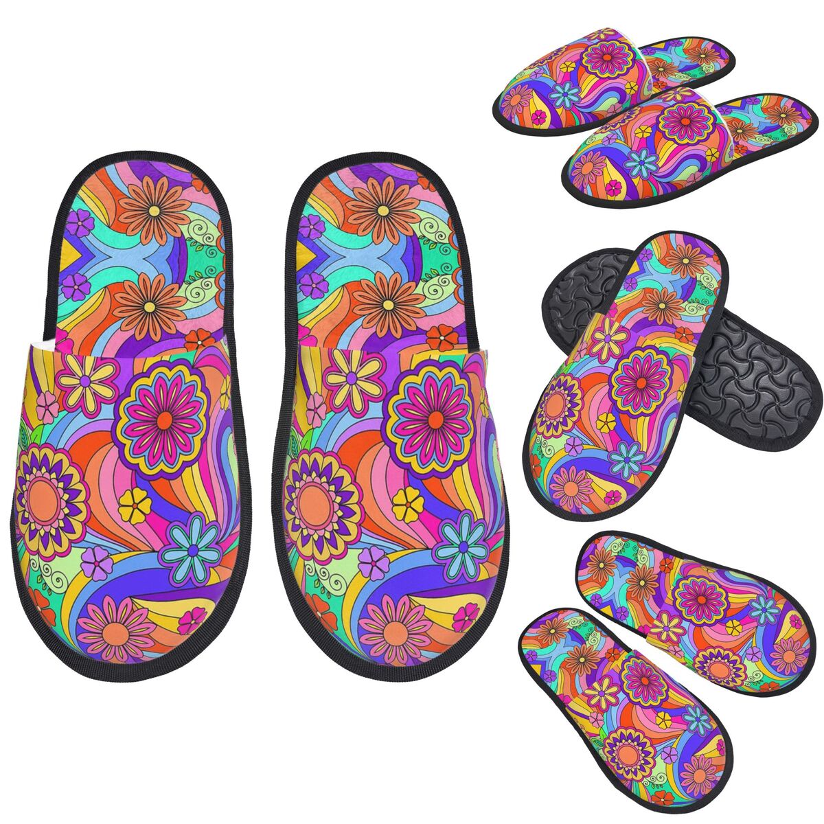 Insole Memory Foam - Benutzerdefinierte Groovy Psychedelic Flower Power Hausschuhe